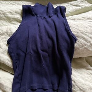 Navy blue sleeveless turtleneck big bud press